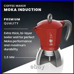 - Moka Induction, Moka Pot, Suitable for all Types of Hobs Espresso 2 Cups Red