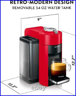 Nespresso Vertuo Coffee and Espresso Maker by De'Longhi, Shiny Red with Aeroccin