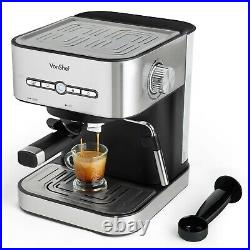 Professional 15 Bar Espresso Coffee Maker Machine 2 Cup With Milk Frother 1.5L