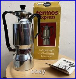 RARE vintage Moka Italian Espresso maker thermos termos 2.5 Cup 1960s w Box EUC