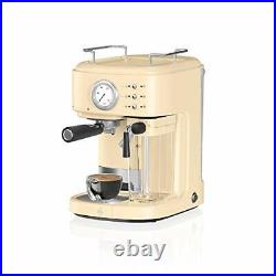 Retro One Touch Espresso Machine, Cream, 15 Bars of Pressure, Milk Frothing