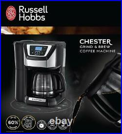 Russell Hobbs Filter Coffee Maker 12 Cup Bean to Cup, Grind & Brew 22000