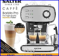 Salter Barista Pro Style Espresso Coffee Maker Machine With Milk Frothing Wand