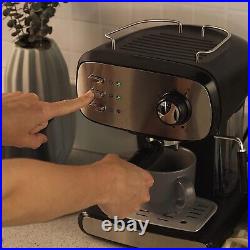Salter Black 15-Bar Pressure 2 Cup Caffe Barista Pro Home Coffee Espresso Maker