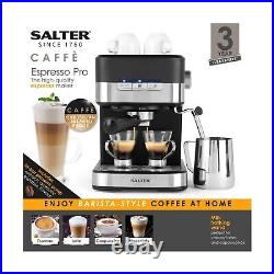 Salter EK4623 Caffé Espresso Pro Coffee Machine, 15-Bar Pressure Pump, Ba