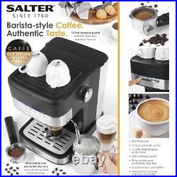 Salter Espresso Maker Coffee Machine Caffé Espresso Pro 15 Bar Milk Frother Wand