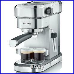 Severin Espresso Coffee Maker & Milk Frother, Brushed Stainless Steel 1.1 Litres
