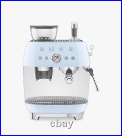 Smeg Espresso Machine EGF03 2.4L 15 Bar Coffee Grinder Milk Frother Light Blue