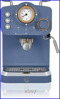 Swan Nordic Pump Espresso Coffee Maker 15 Bars Blue Barista Latte Mocha Machine