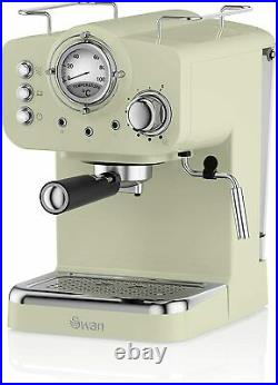 Swan Retro Pump Espresso Coffee Maker Machine 15 Bars Green Barista Latte Mocha