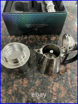 TOM DIXON Brew STOVETOP Coffee Maker Espresso Cups STAINLESS STEEL Silver NEW