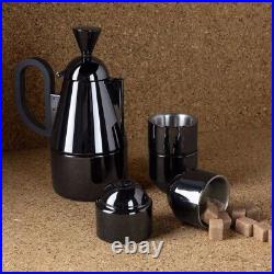 Tom Dixon Brew Stove Top Giftset Coffee Maker and 4 Espresso Cups Black