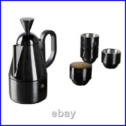 Tom Dixon Brew Stove Top Giftset Coffee Maker and 4 Espresso Cups Black