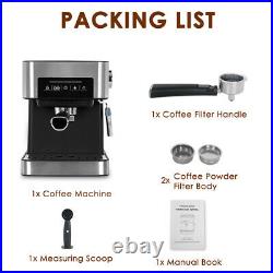 UK Plug Household Semi-automatic Espresso Coffee Machine 20Bar Milk Foam Maker