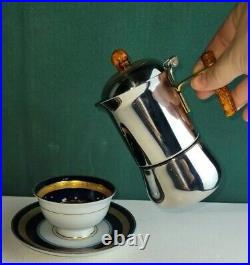 VGT Top Inox 18-10, 4 Oz Espresso Coffee Maker & Rosenthal Demitasse Cup, Saucer
