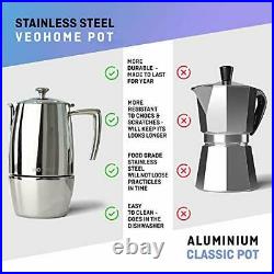VeoHome Stovetop Espresso Coffee Maker 10 Cups 500ml Multi-Stove Stainless