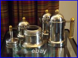 Vev Inox Stainless Steel Brass Espresso Maker Creamer Sugar Set 18/10 Italy