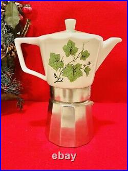 Vintage Moka Pot Linda Express Porcelain Espresso Coffee Pot Maker Italy- NEW